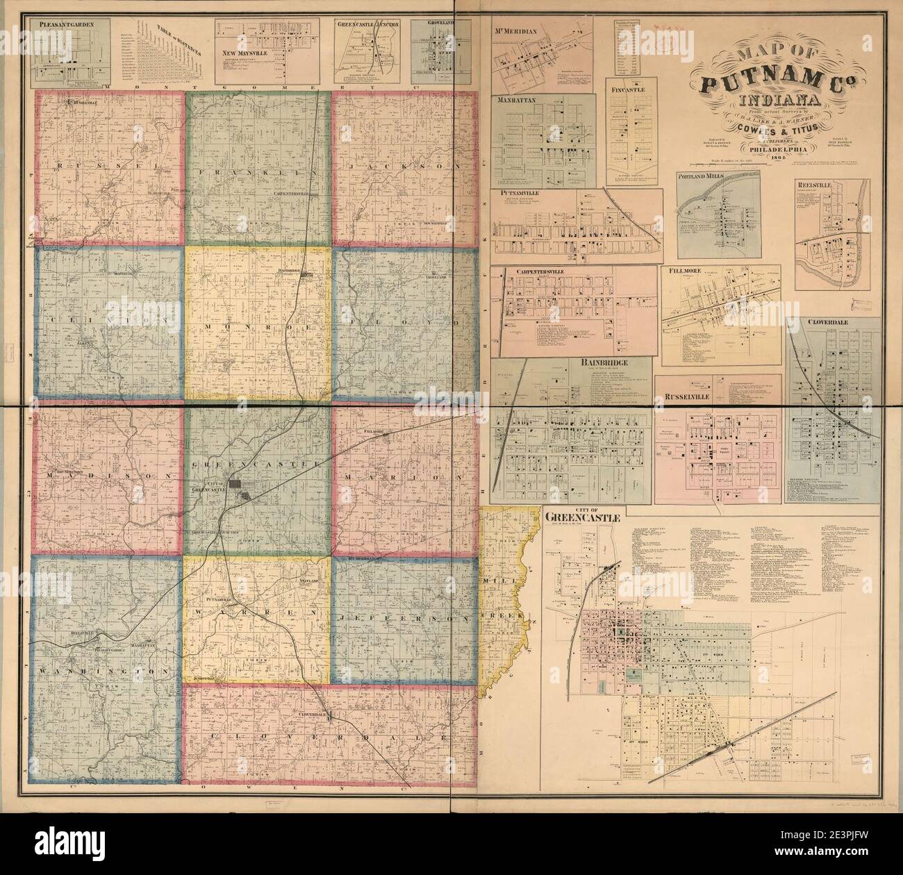 Map of Putnam Co., Indiana Stock Photo Alamy