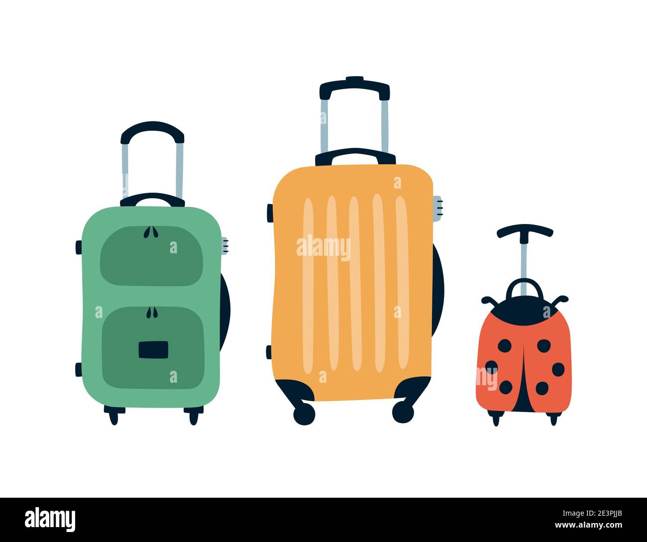 Travel bags. Family travel concept. Hand drawn cartoon vector