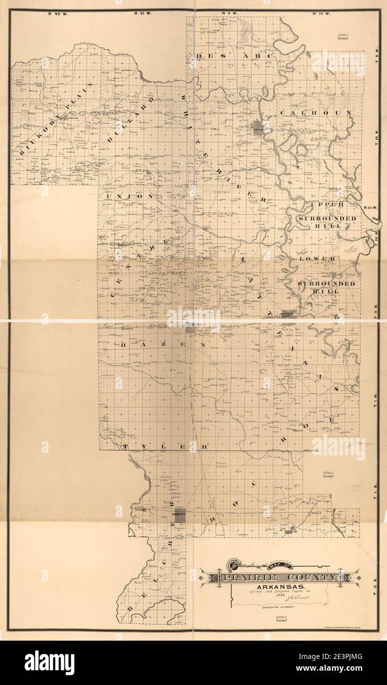 Map of Prairie County, Arkansas Stock Photo Alamy