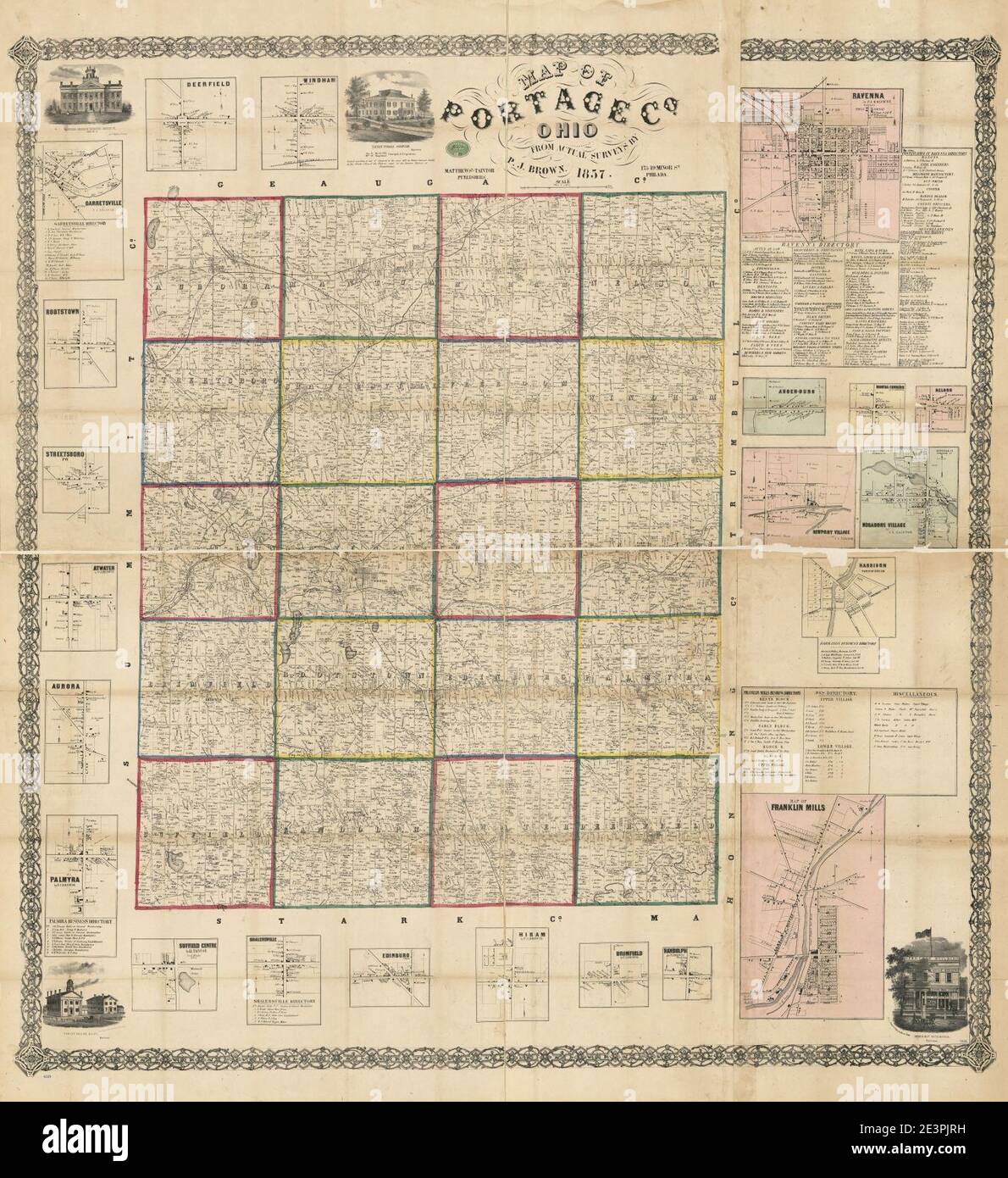 Map of Portage Co., Ohio Stock Photo Alamy