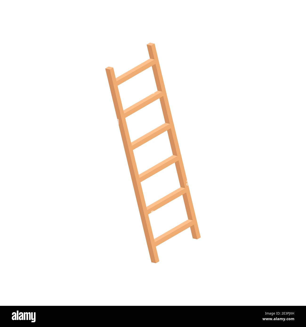 Isometric ladder stair vector staircase. Isolated ladder equipment cartoon wooden staircase Stock Vector