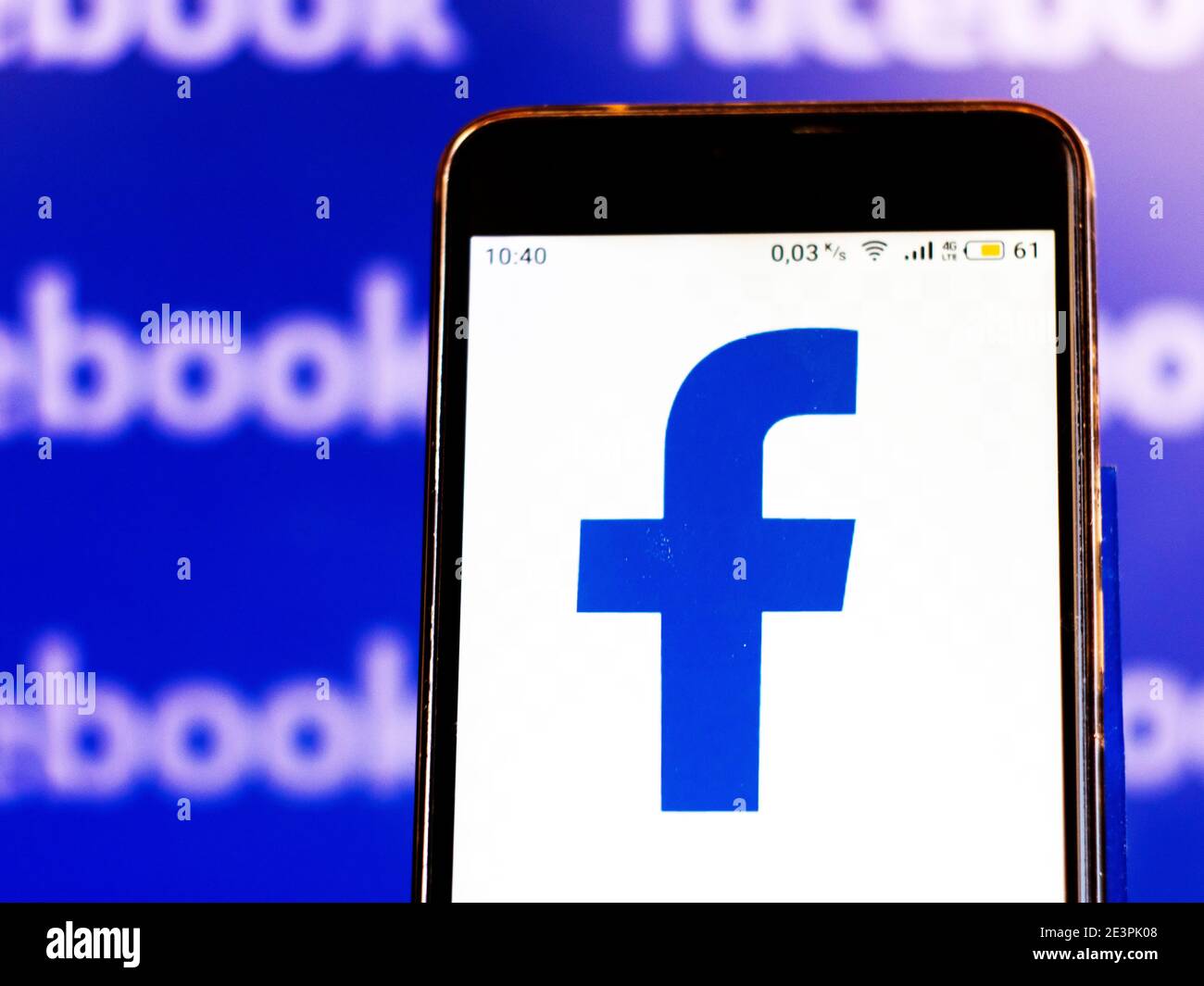 Ukraine th Jan 21 In This Photo Illustration A Facebook Logo Is Seen Displayed On Smart Phone On A Background Of Facebook Banner Credit Sopa Images Limited Alamy Live News Stock Photo