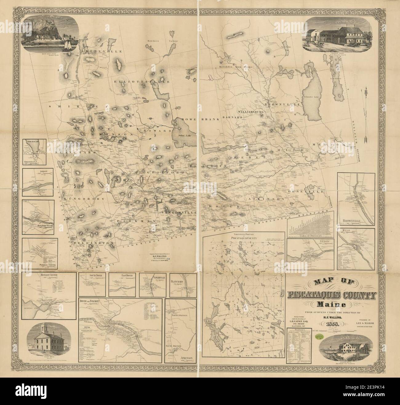 Map of Piscataquis County, Maine Stock Photo Alamy
