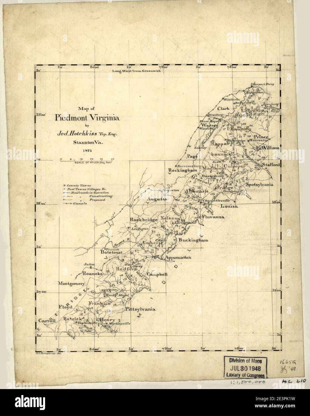 Map of Piedmont Virginia Stock Photo Alamy