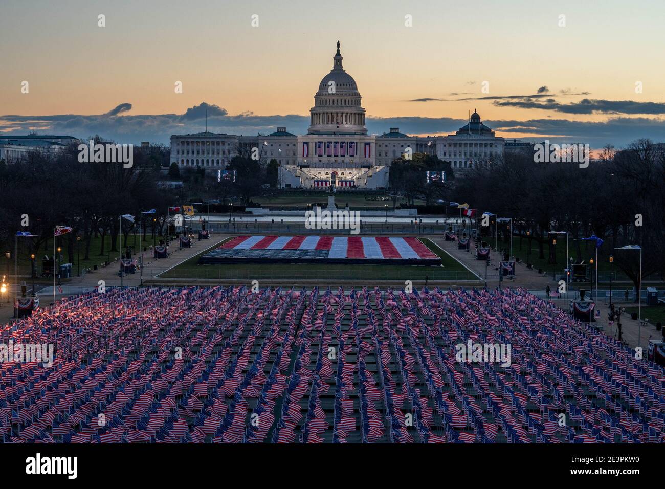 Washington, United States. 20th Jan, 2021. The U.S. Capitol is viewed from the National Mall in Washington, DC on Wednesday, January 20, 2021. Joseph Biden will be sworn in as the 46th President of the United States today. Photo by Ken Cedeno/UPI Credit: UPI/Alamy Live News Stock Photo