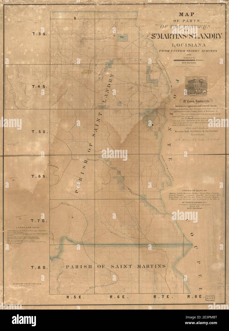 Map of parts of the Parishes of St. Martins and St. Landry, Louisiana ...