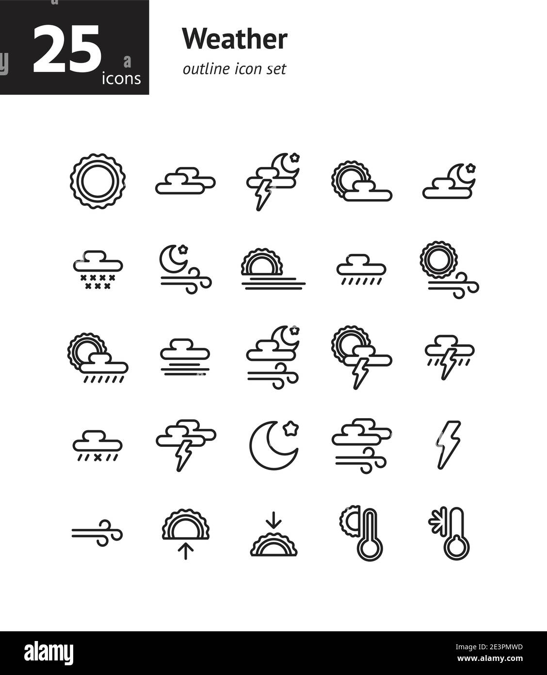 Weather outline icon set. Vector and Illustration Stock Vector Image ...