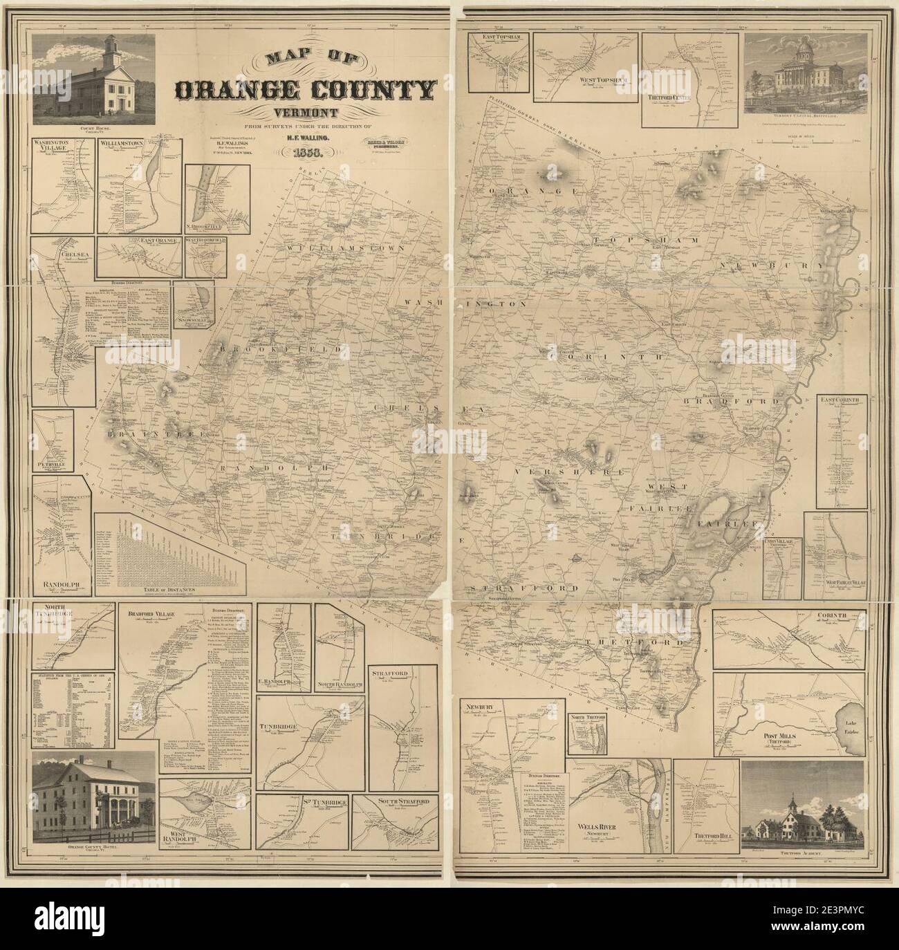 Map of Orange County, Vermont Stock Photo Alamy