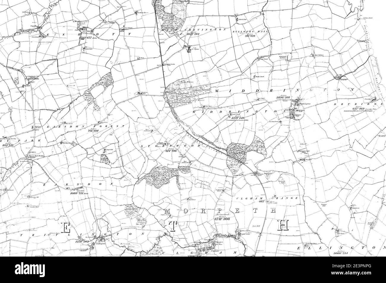 Map of Northumberland Sheet 055, Ordnance Survey, 1864-1867 Stock Photo ...