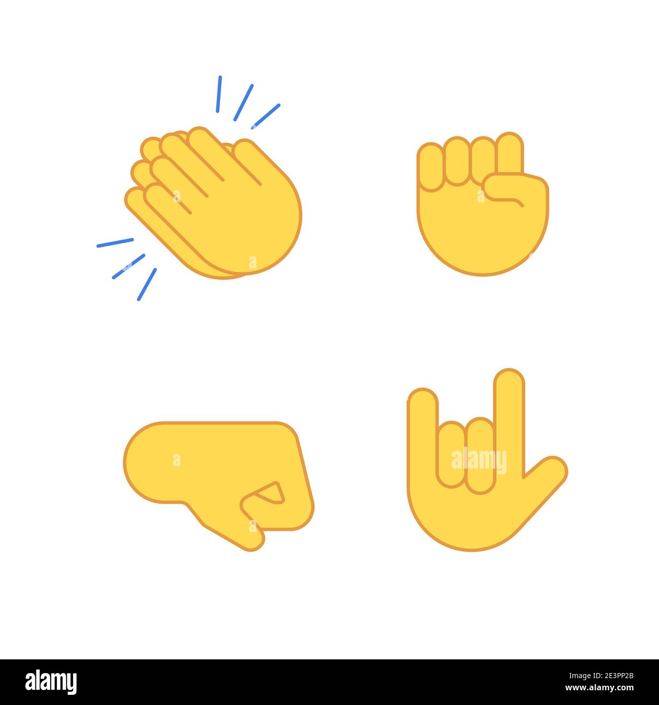 Hands emoji applause emoticon cartoon set. Vector fist rock emoji set Stock  Vector Image & Art - Alamy