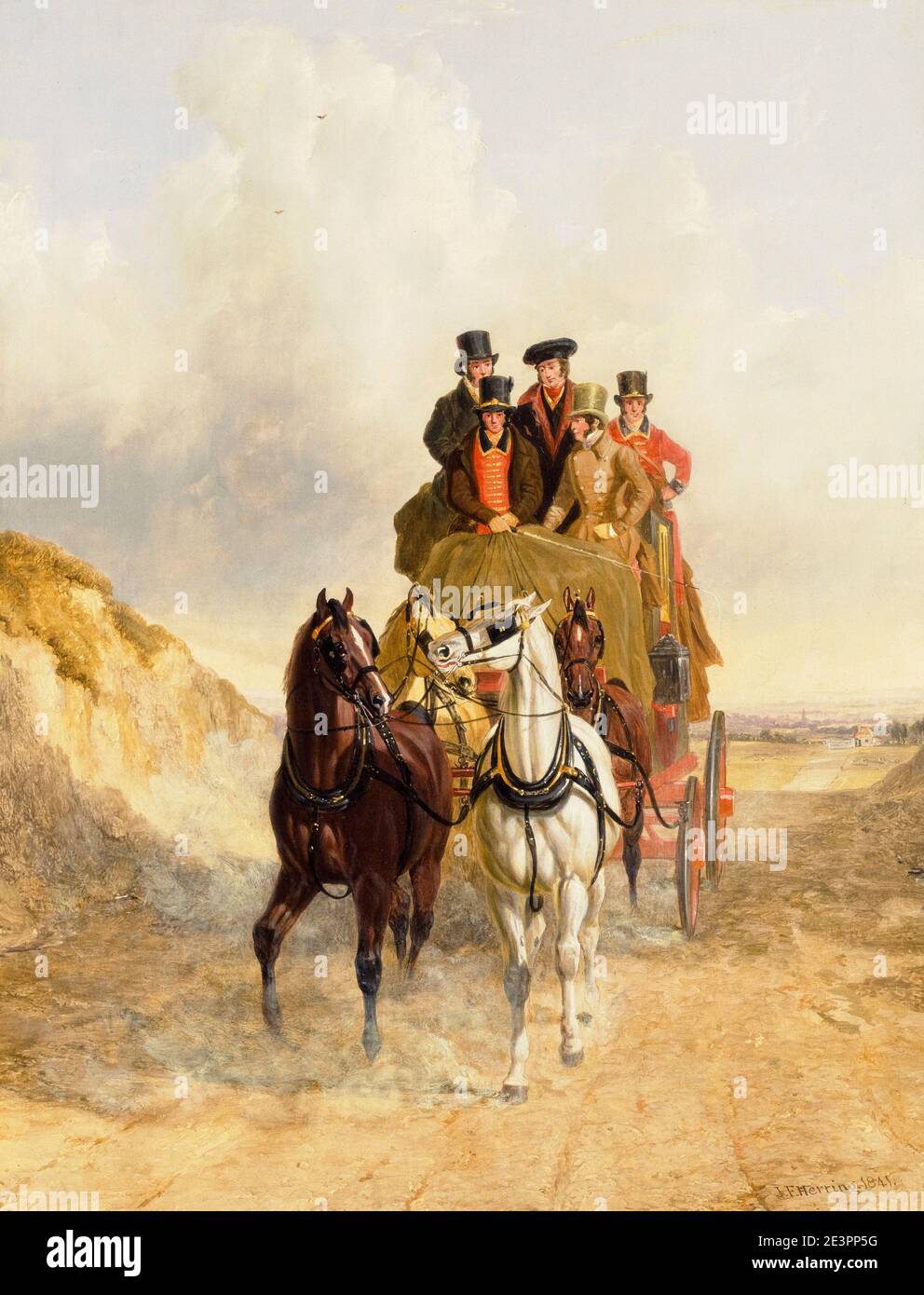 The Royal Mail Coach on the Road, painting by John Frederick Herring, 1841 Stock Photo
