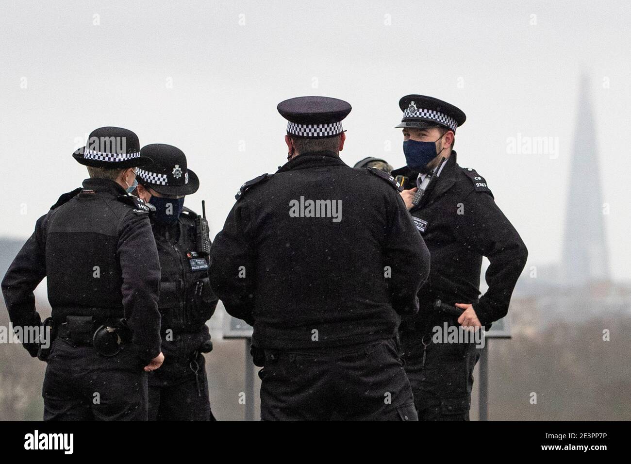 Police patrol the park in Central London on the 20th of January 2021 Stock Photo
