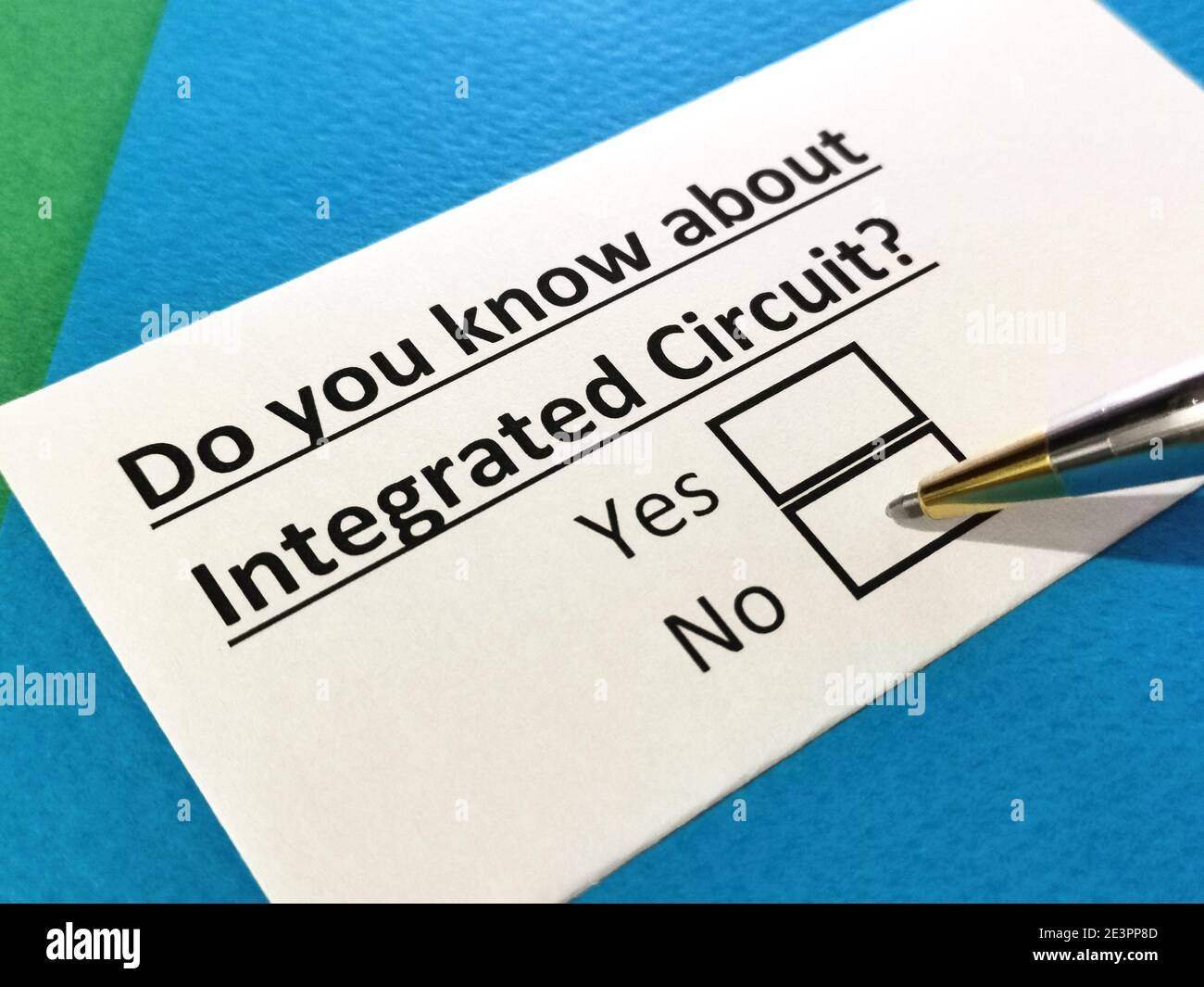 One person is answering question about integrated circuit. Stock Photo