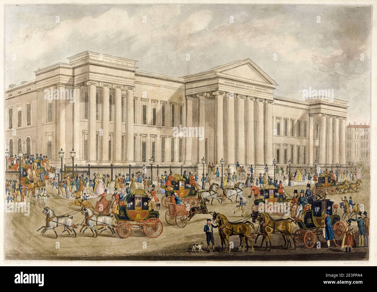 The Royal Mail's departure from the General Post Office, London, aquatint print by Richard Gilson Reeve after James Pollard, before 1889 Stock Photo