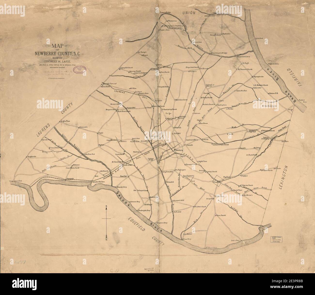 Map of Newberry County, S.C Stock Photo Alamy