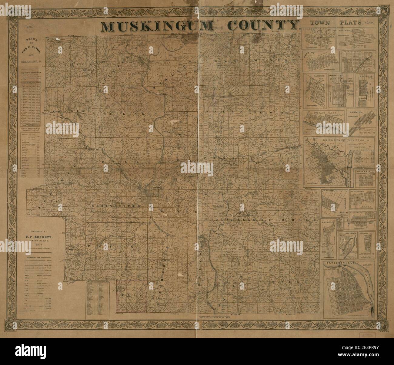 Map of Muskingum County Stock Photo Alamy
