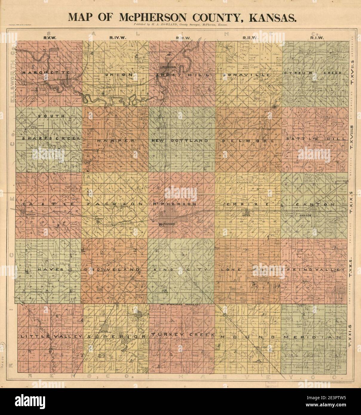 Map of McPherson County, Kansas Stock Photo Alamy