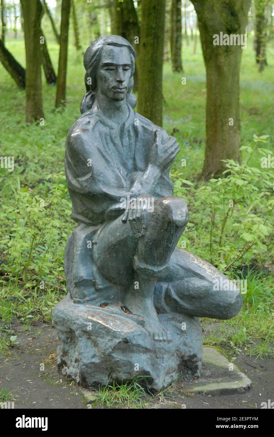 Park sculpture in Lesya Ukrainka estate, Kolodiazhne village. Stock Photo