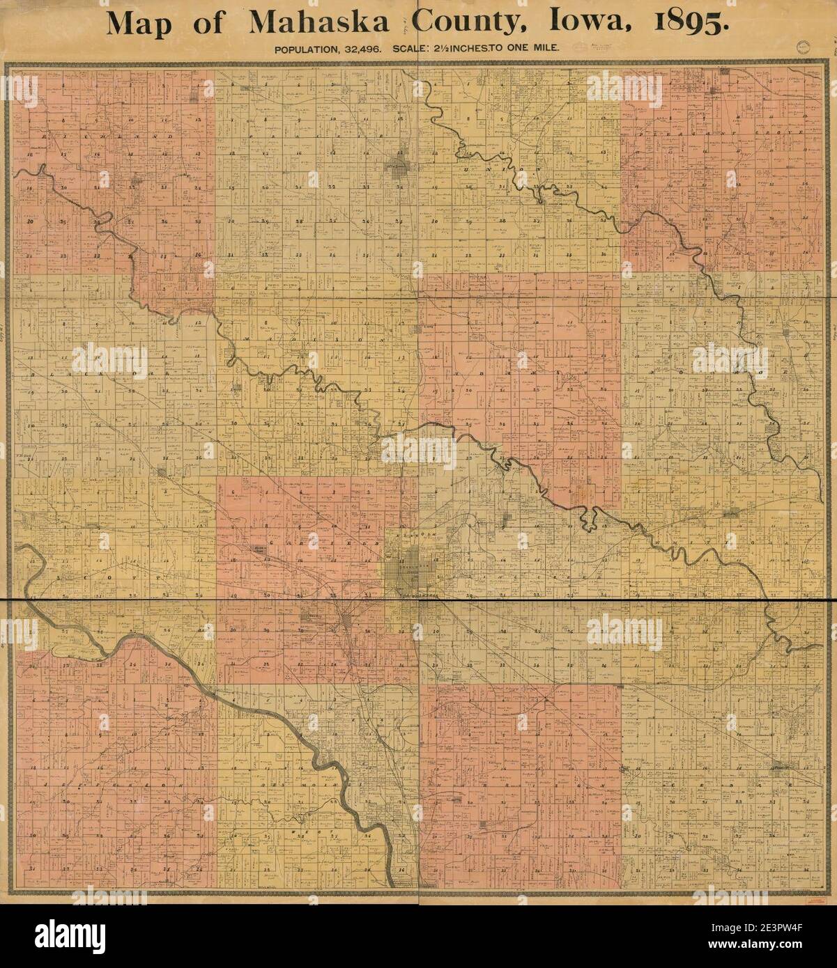 Map of Mahaska County, Iowa, 1895 Stock Photo Alamy
