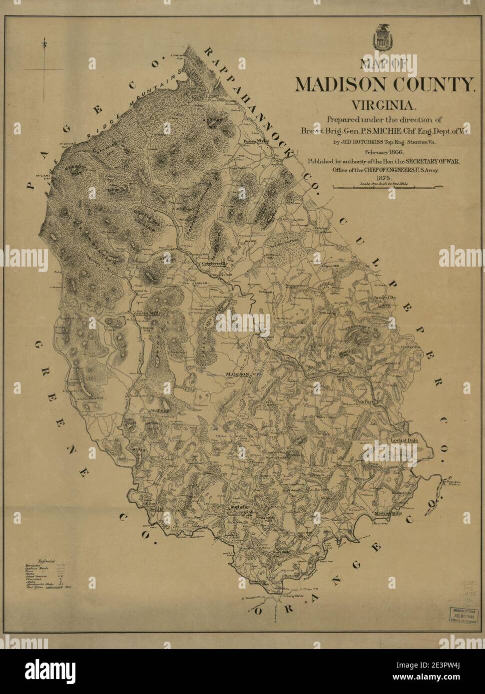 Map of Madison County, Virginia Stock Photo Alamy