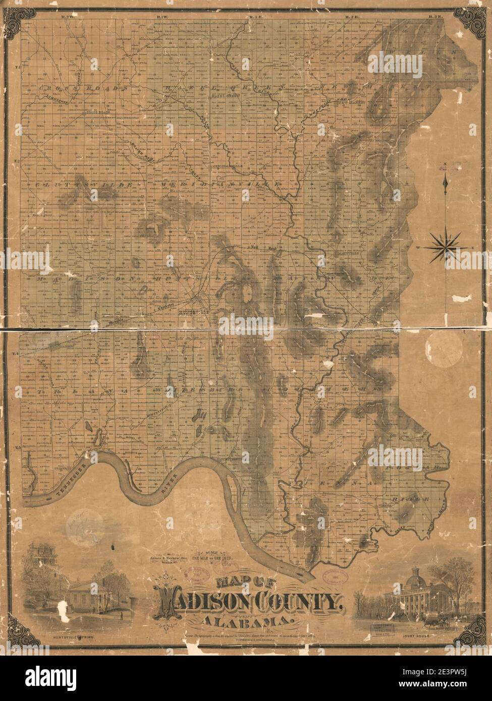 Stock Photo Map of Madison County, Alabama