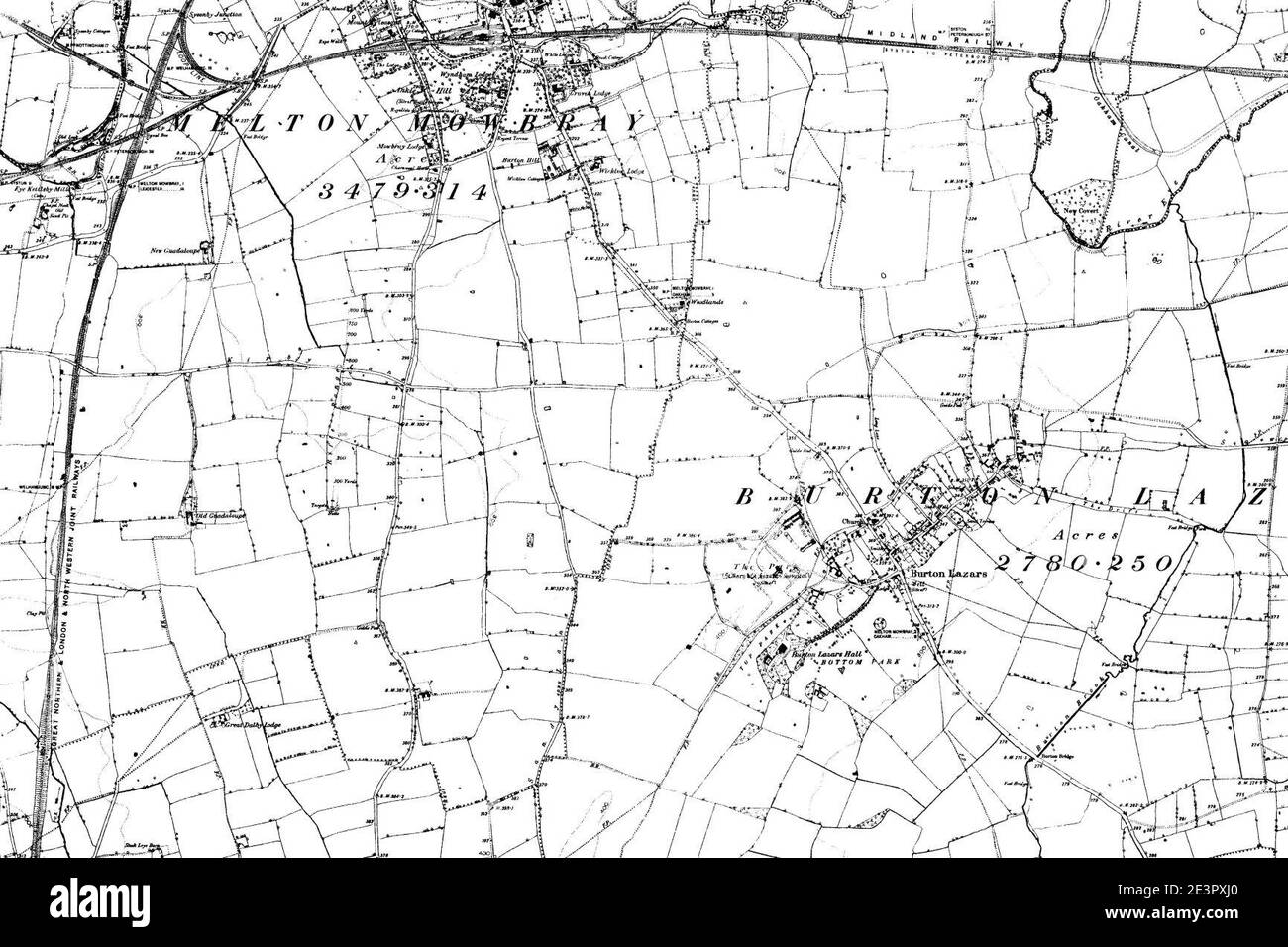 Map of Leicestershire OS Map name 020SW, Ordnance Survey, 18841892