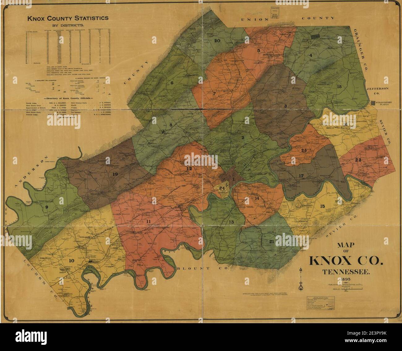 Map of Knox Co., Tennessee Stock Photo