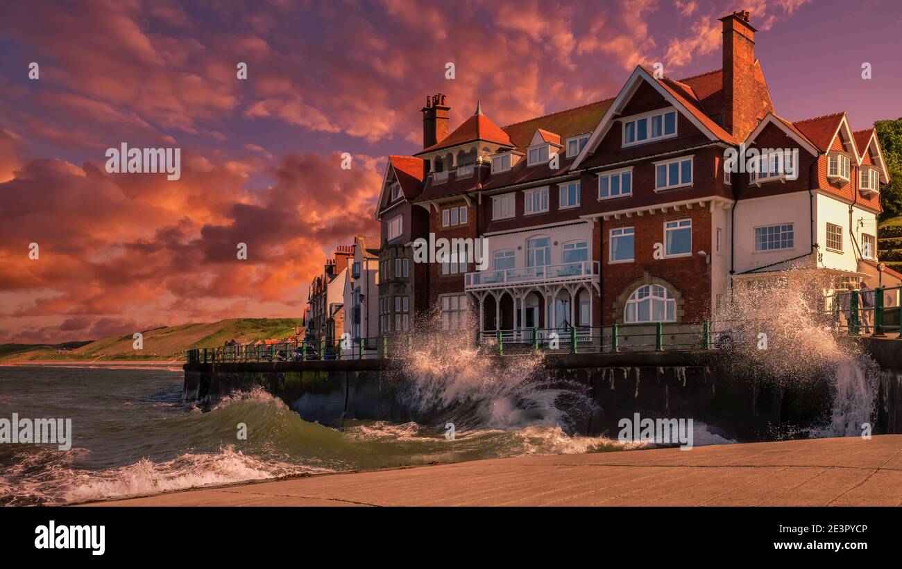 Sandsend on the North Yorkshire coast, just North of Whitby Stock Photo ...