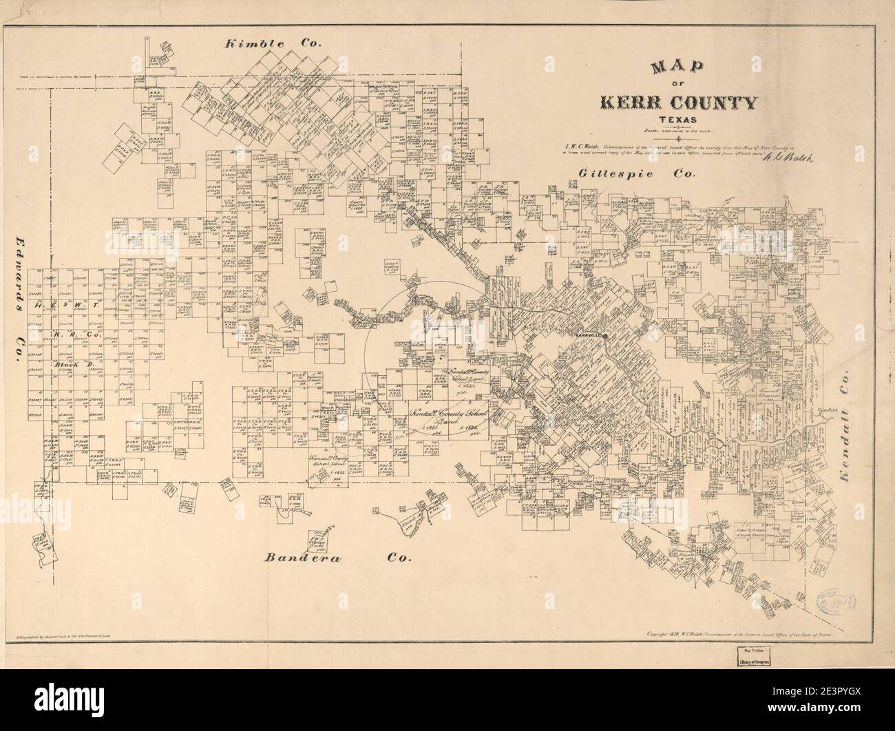 Map of Kerr County, Texas Stock Photo - Alamy