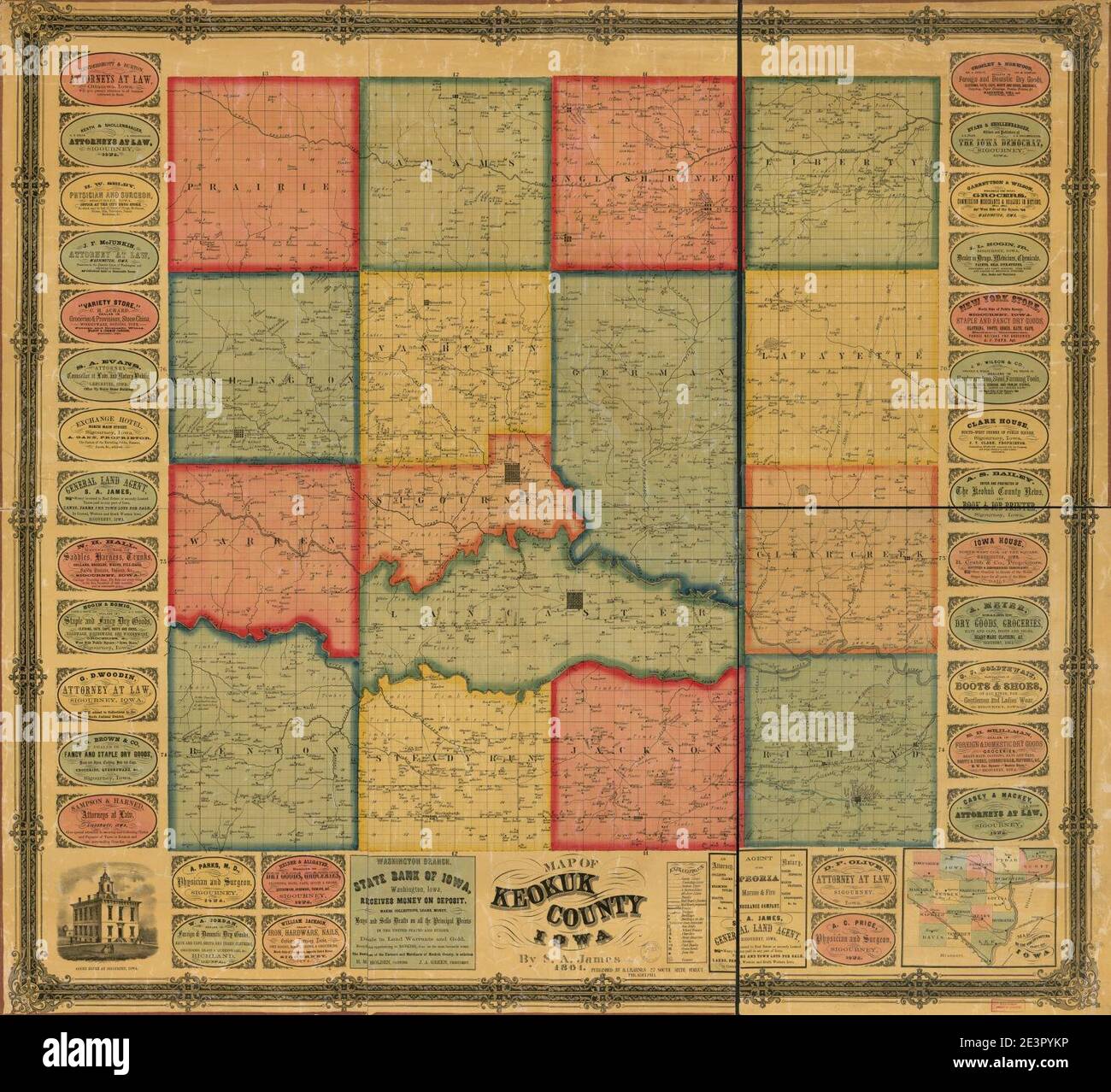 Map of Keokuk County, Iowa Stock Photo Alamy