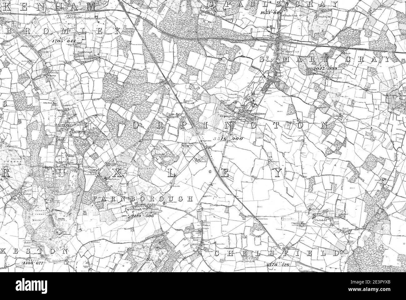 Map of Kent Sheet 016, Ordnance Survey, 1869-1882 Stock Photo - Alamy