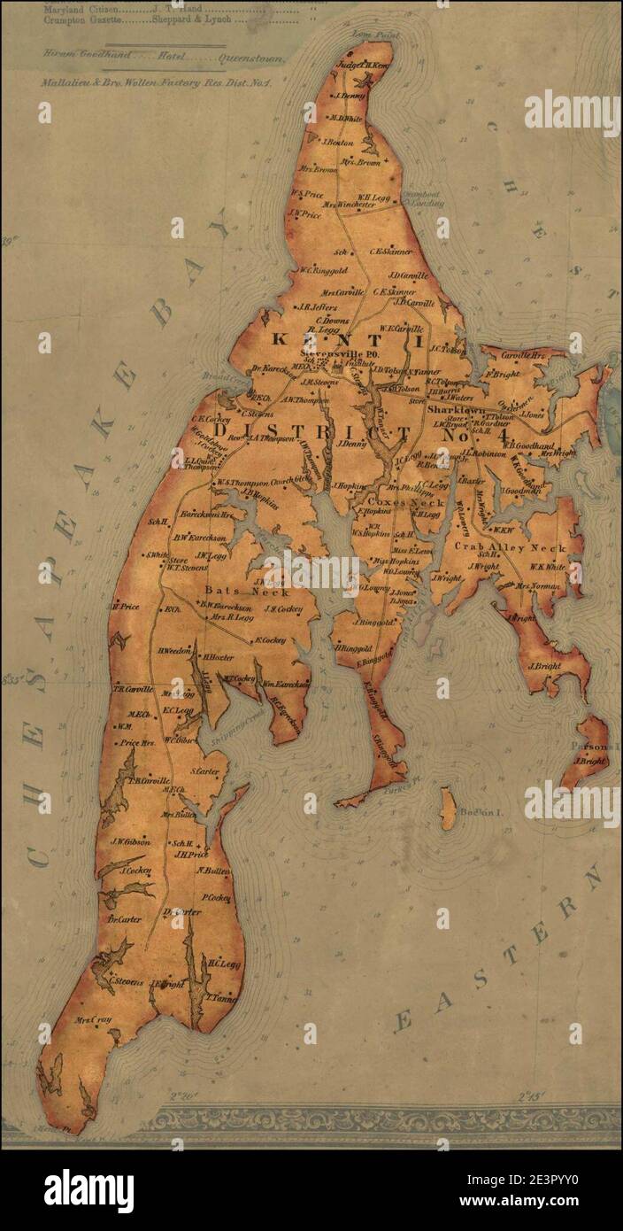 Map of Kent Island -1866 Stock Photo - Alamy