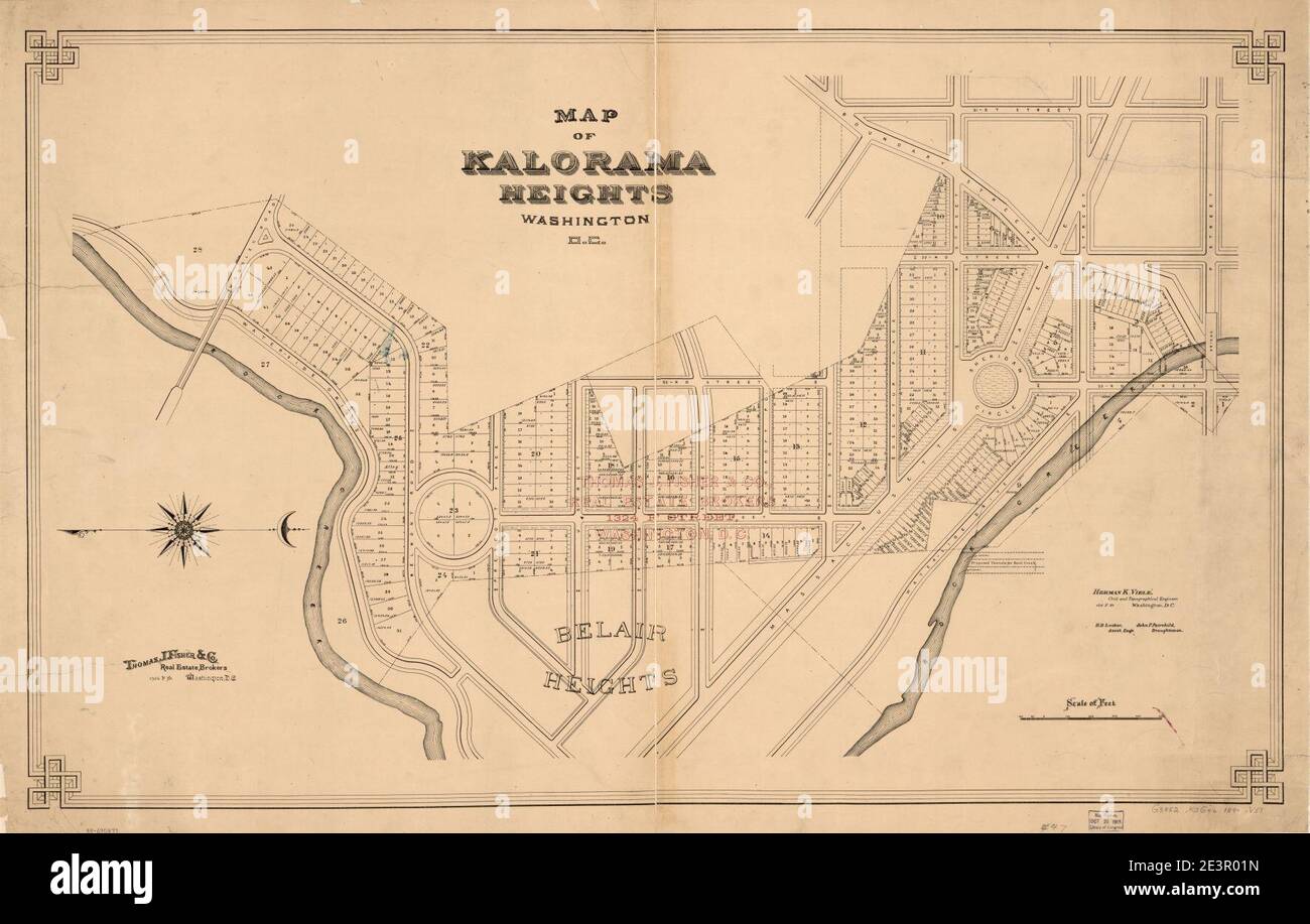 Map of Kalorama Heights, Washington, D.C. Stock Photo