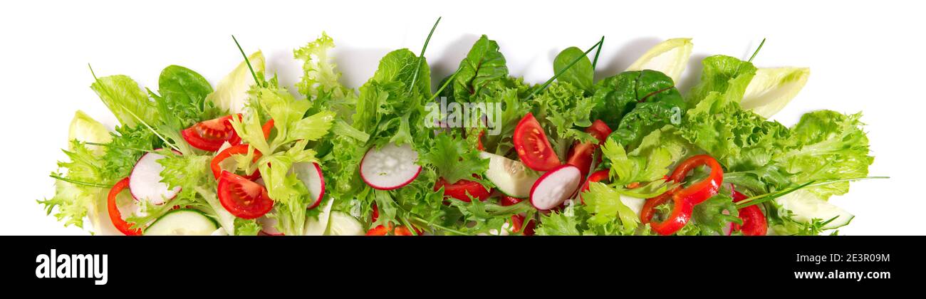 Mixed Salad Panorama isolated on white Background Stock Photo
