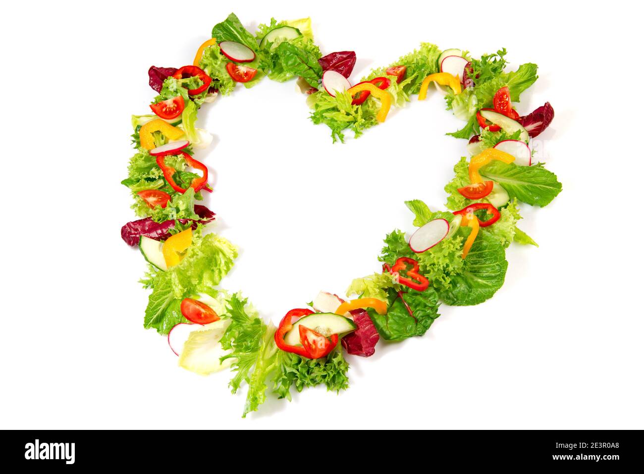 Mixed Salad Heart Shape isolated on white Background Stock Photo - Alamy