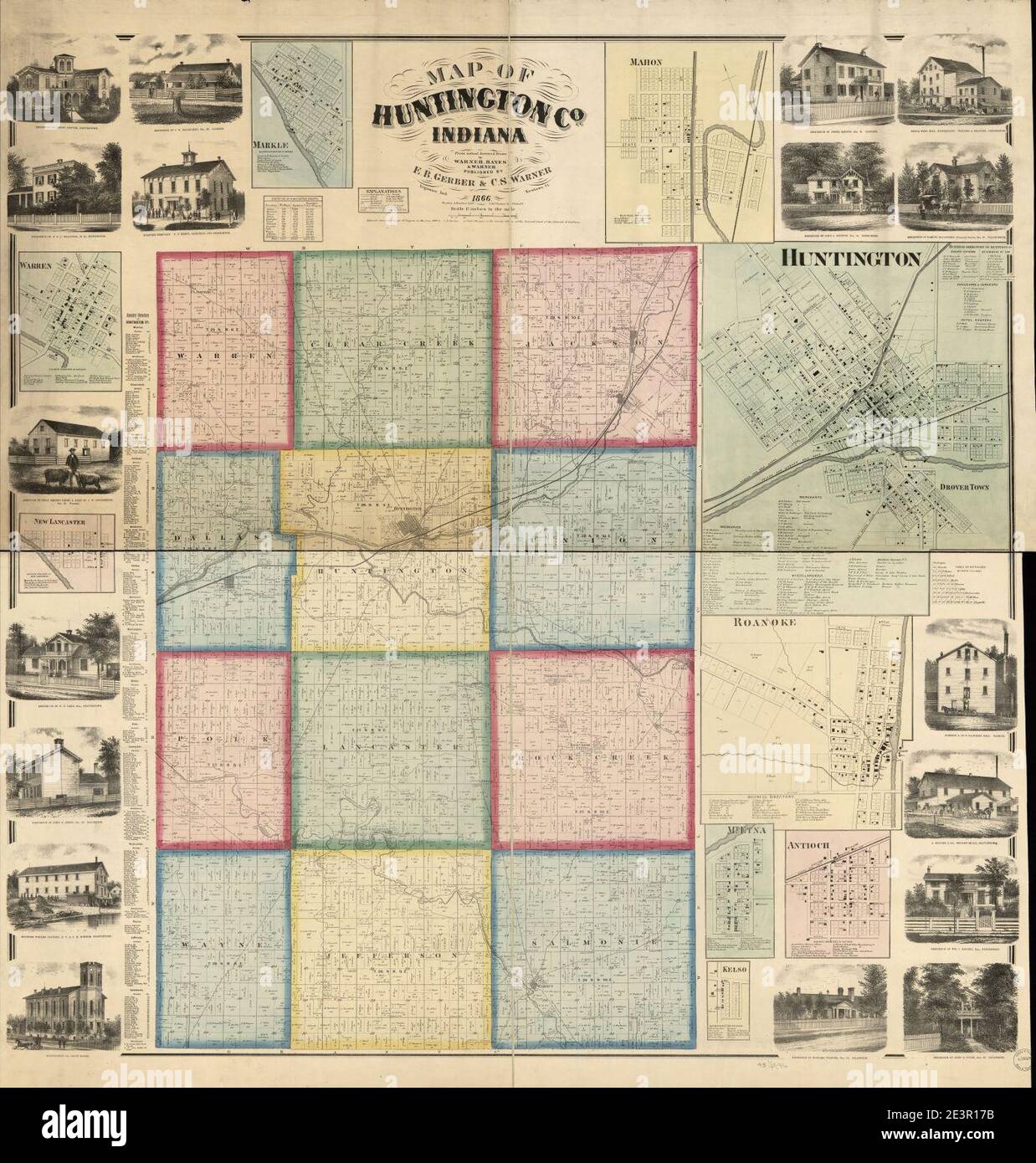 Map of Huntington Co., Indiana Stock Photo Alamy