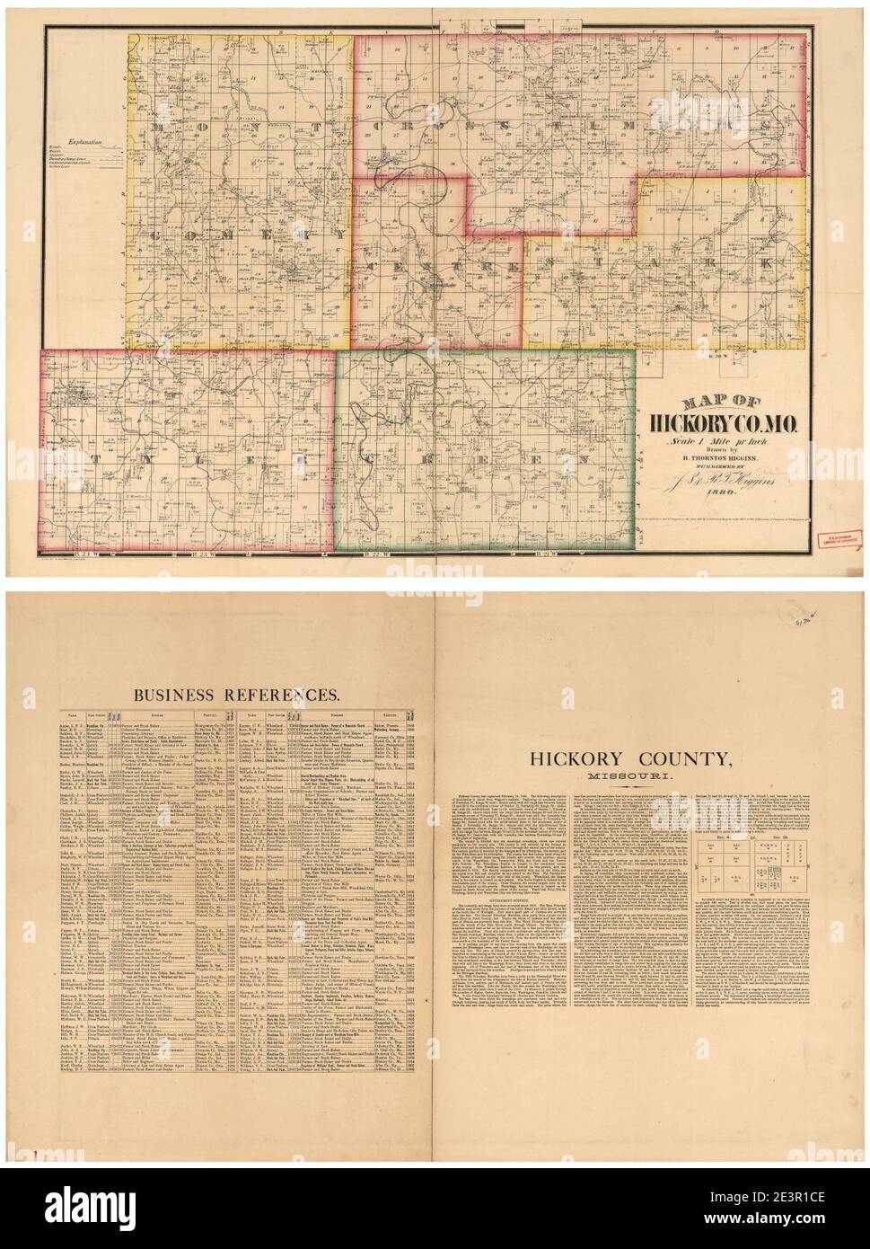 Map of Hickory Co., Mo Stock Photo Alamy