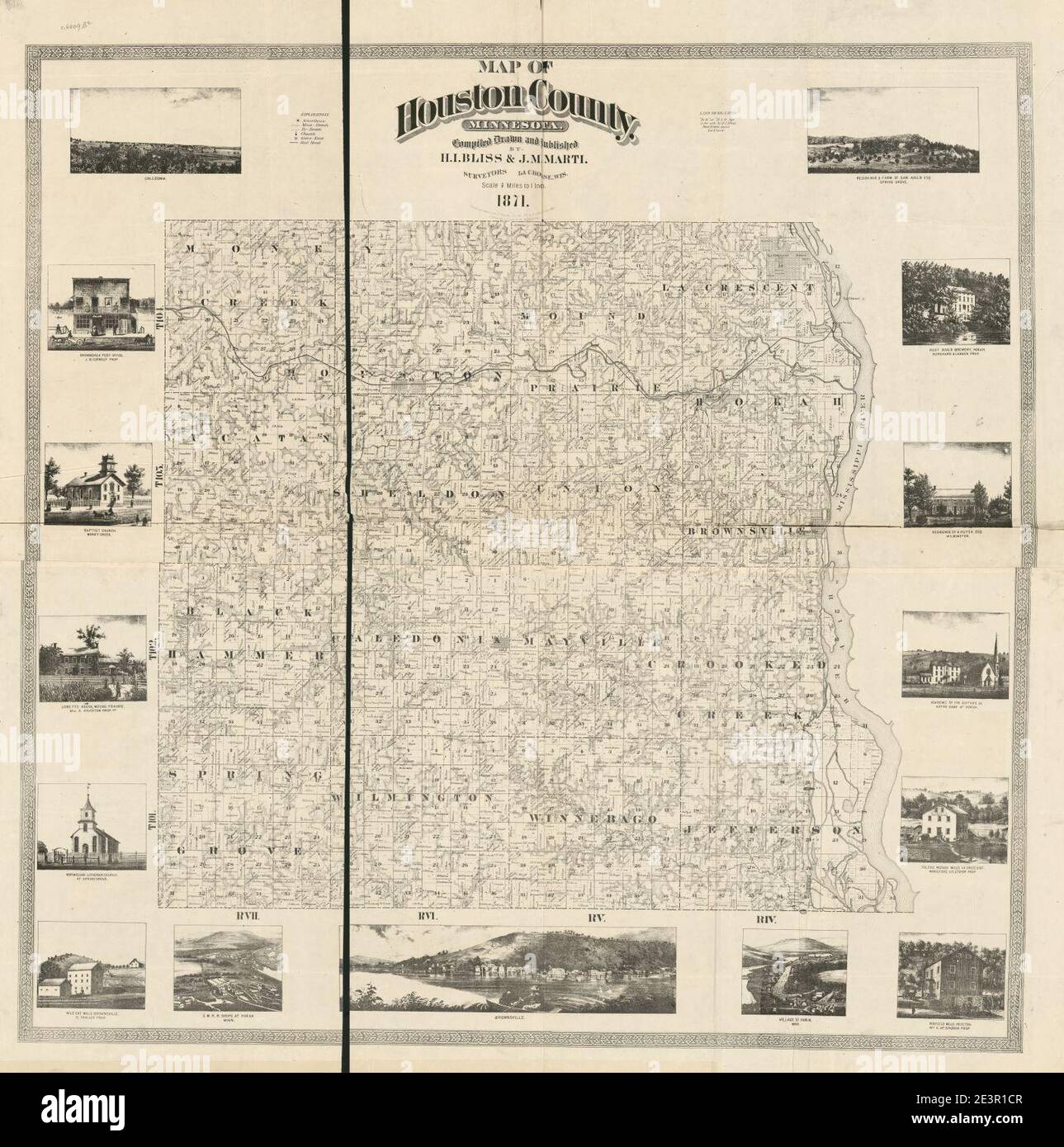 Map of Houston County, Minnesota Stock Photo Alamy