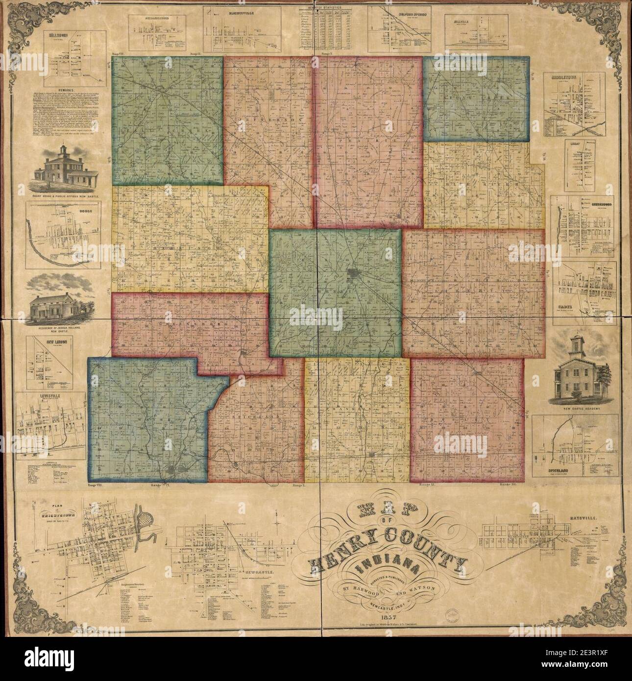 Map of Henry County, Indiana Stock Photo Alamy
