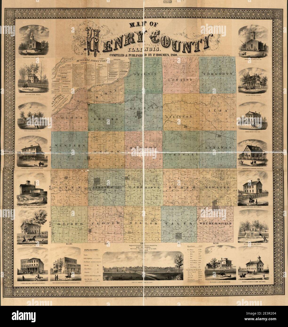 Map of Henry County, Illinois Stock Photo Alamy