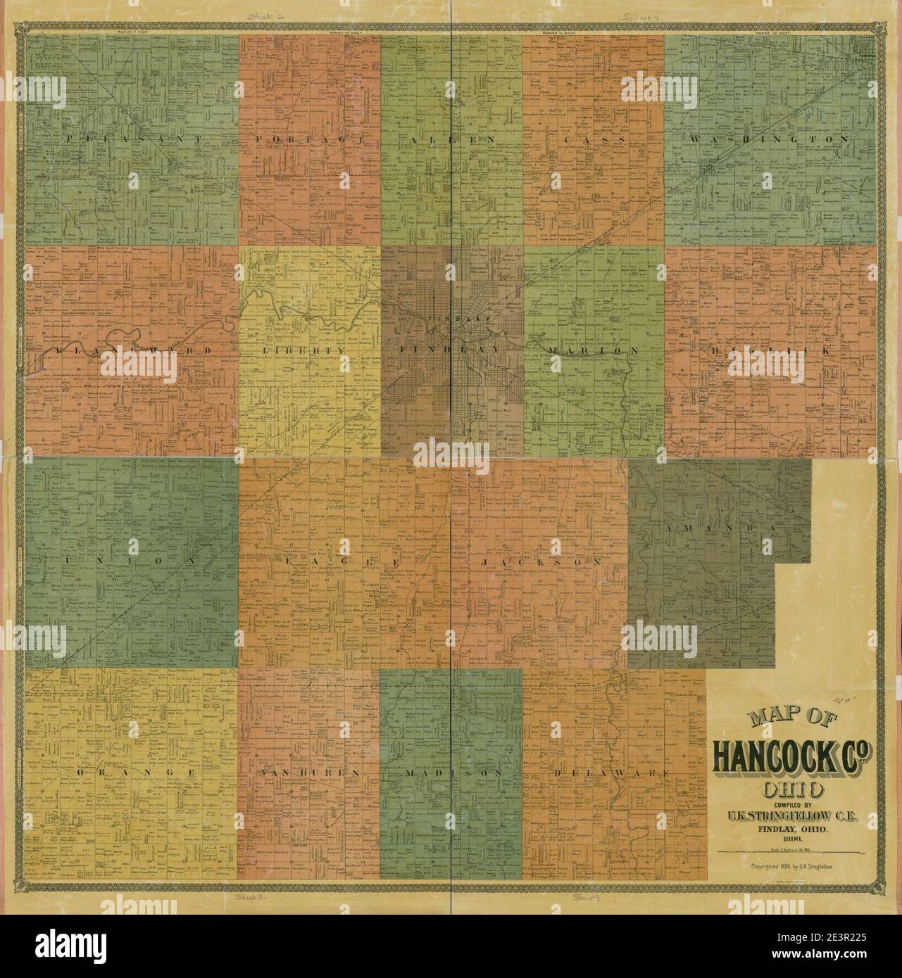 Map of Hancock Co., Ohio Stock Photo Alamy