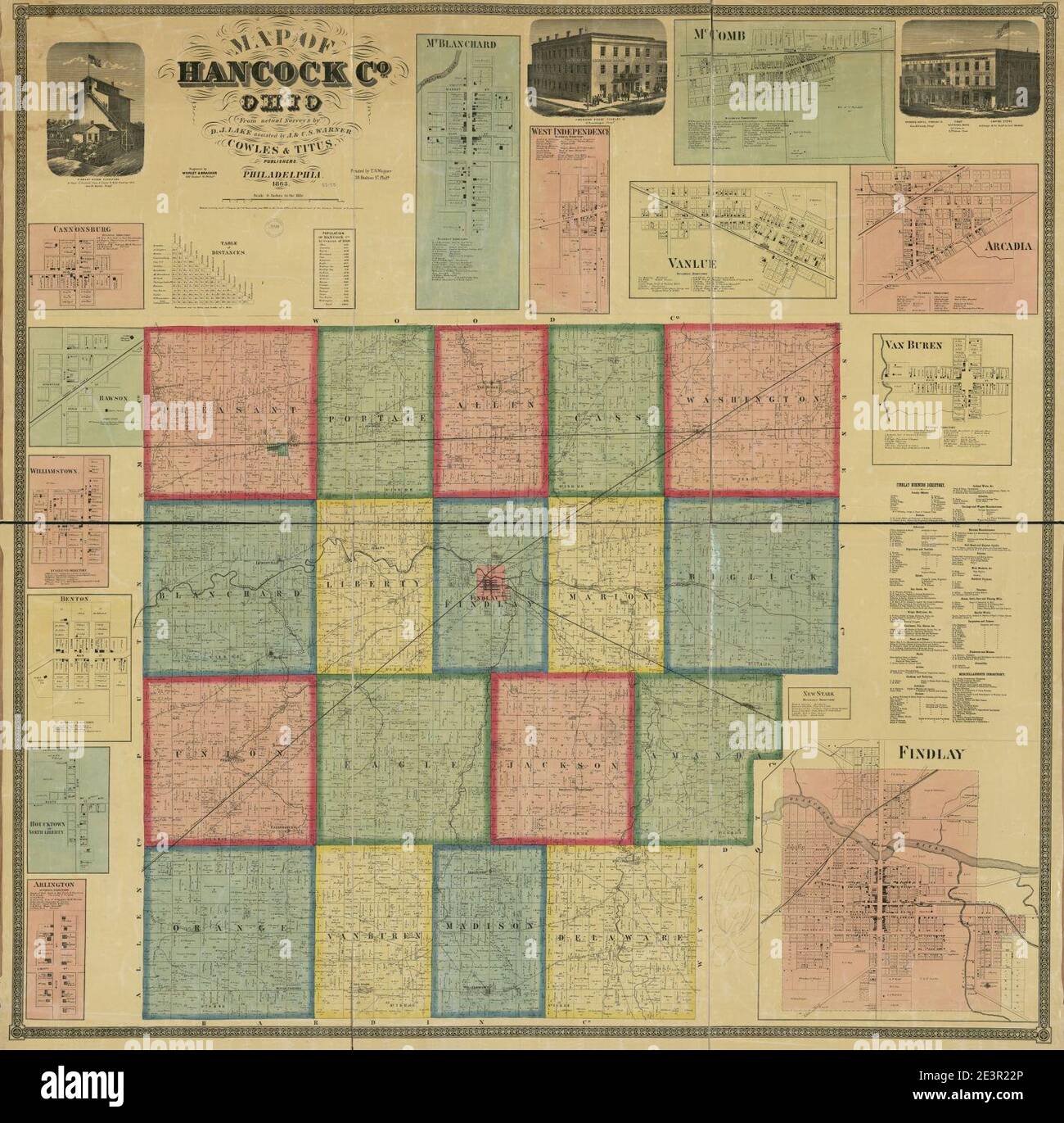 Map of Hancock Co., Ohio Stock Photo Alamy