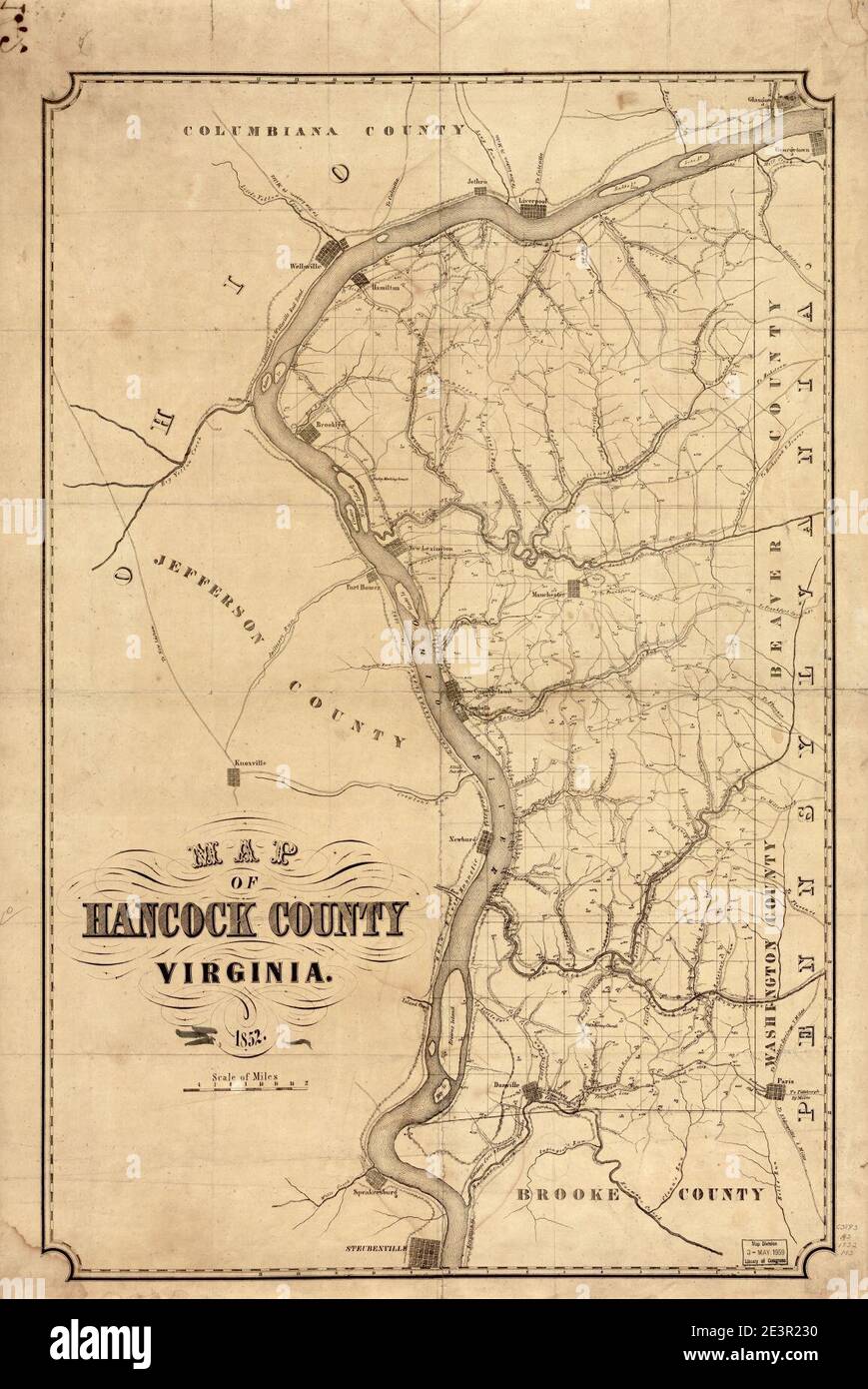 Map of Hancock County Virginia, 1852 Stock Photo Alamy