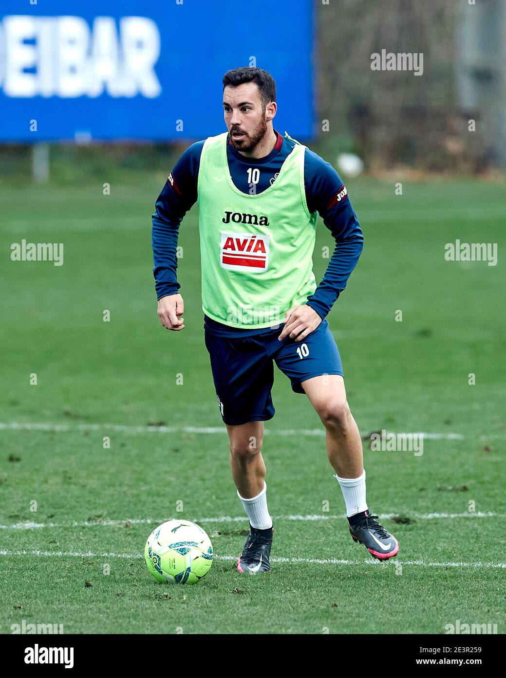 Mondragon, Spain. 20 January, 2021. Edu Exposito of SD Eibar in action during the SD Eibar training session at sports city of Atxabalpe. Spain Credit: Stock Photo