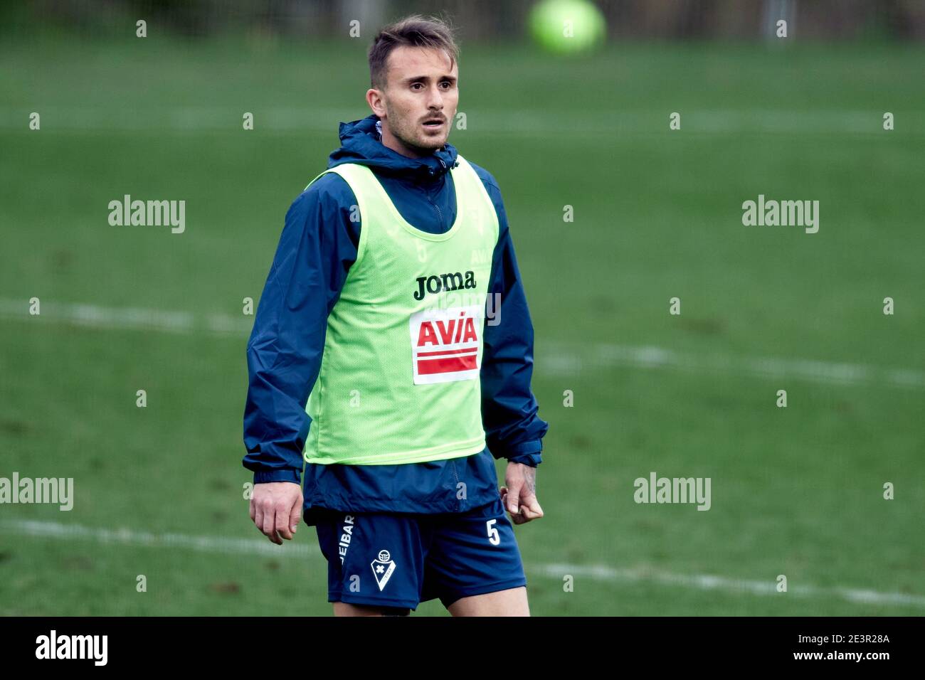 Mondragon, Spain. 20 January, 2021. Aleix Garcia of SD Eibar looks on at its premiere during the SD Eibar training session at sports city of Atxabalpe Stock Photo