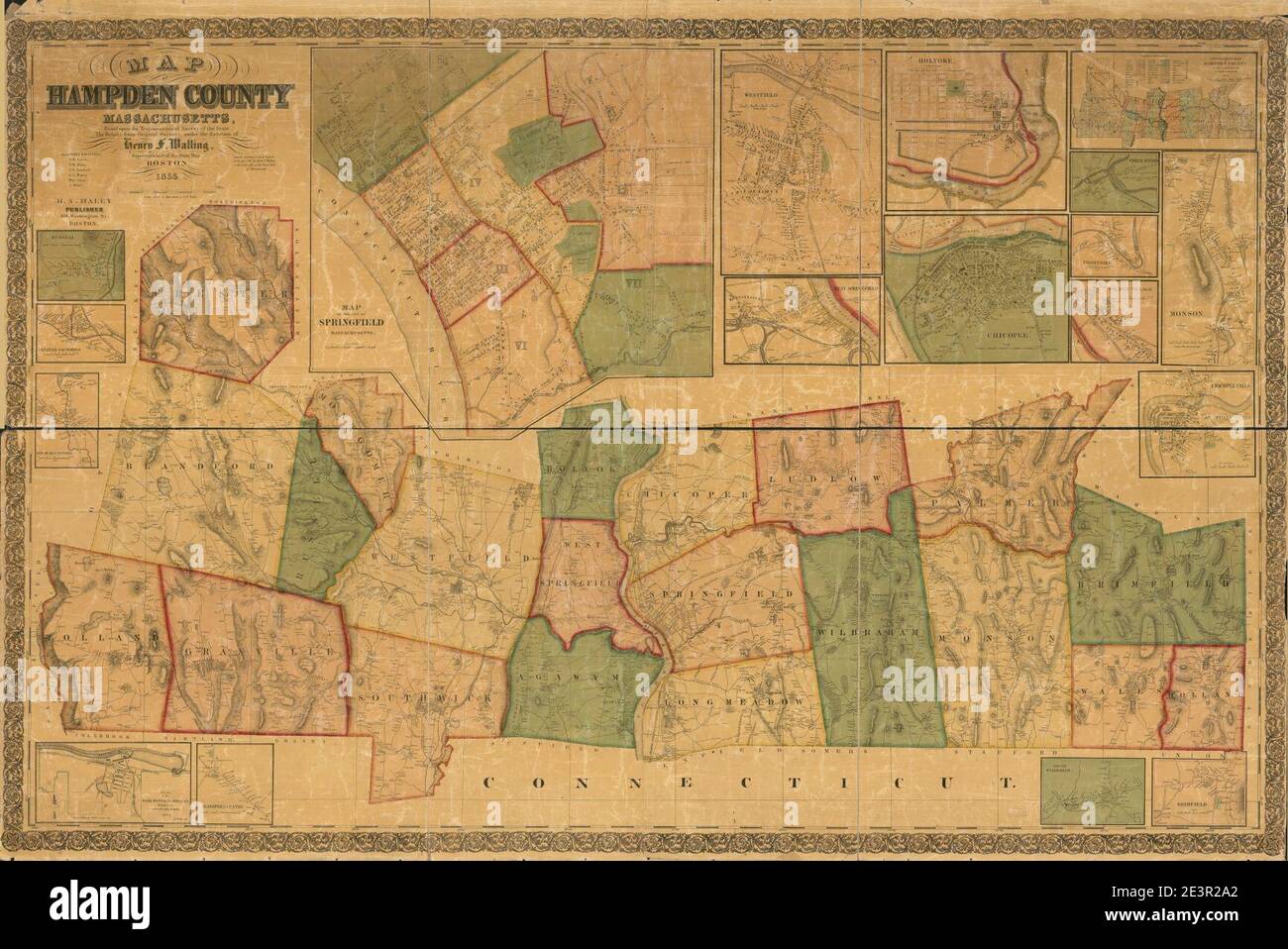 Map of Hampden County, Massachusetts Stock Photo Alamy