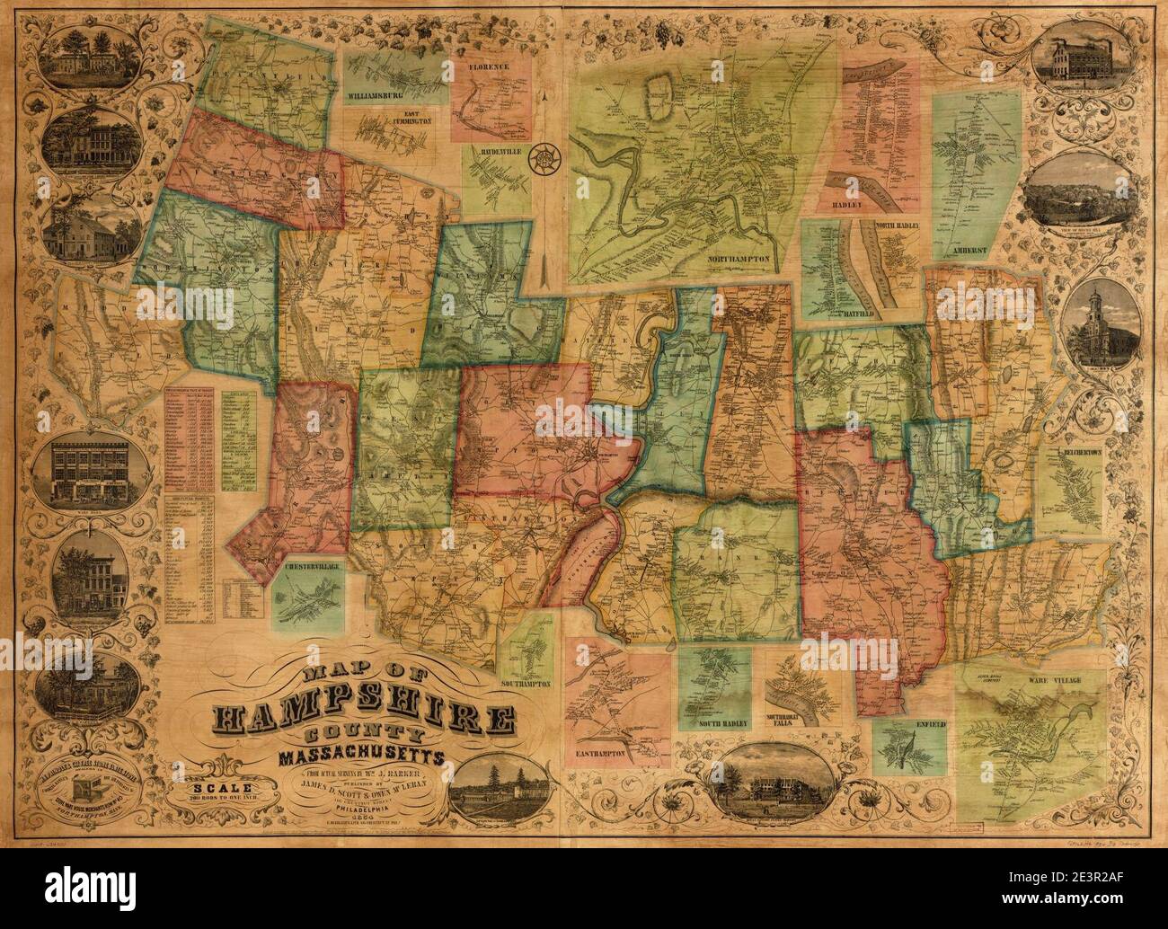 Map of Hampshire County, Massachusetts Stock Photo