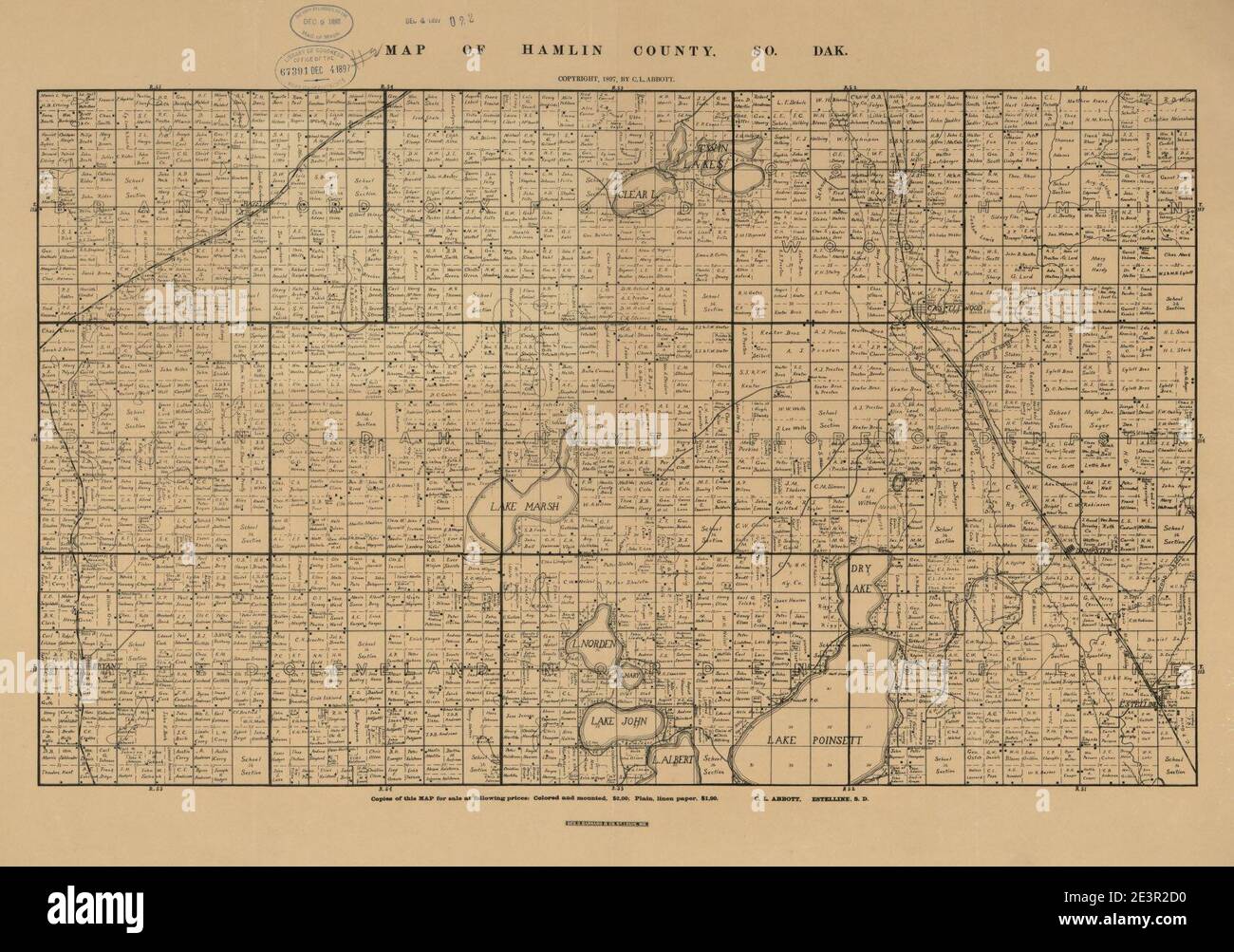 Map of Hamlin County, So. Dak Stock Photo Alamy
