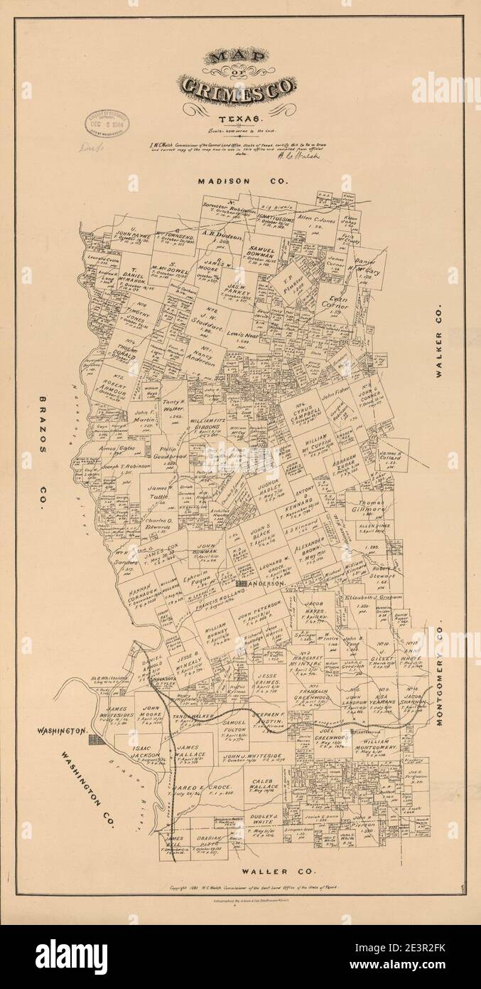 Map of Grimes Co., Texas Stock Photo Alamy