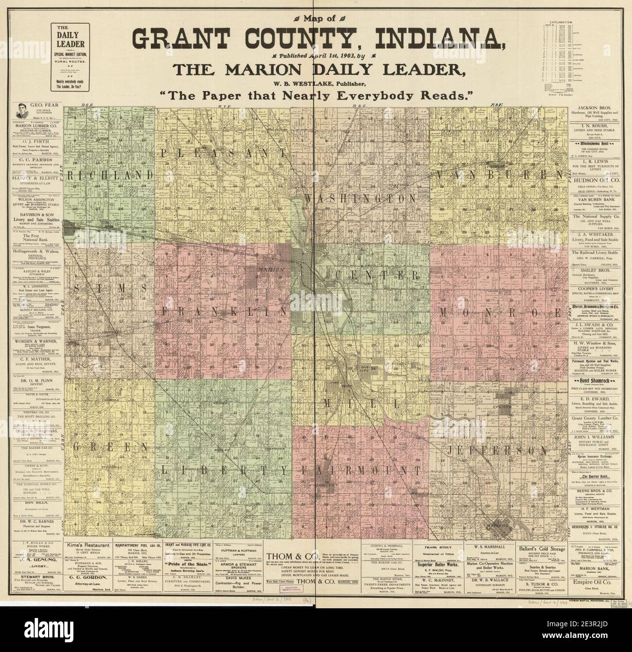 Map of Grant County, Indiana Stock Photo Alamy